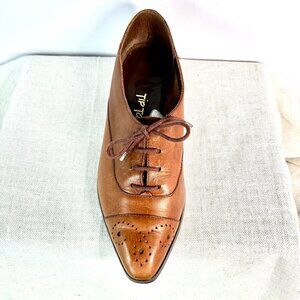 Vintage Y2K Revival Tan Leather Lace-up Pointed Toe Oxford -Women's Size 8M
